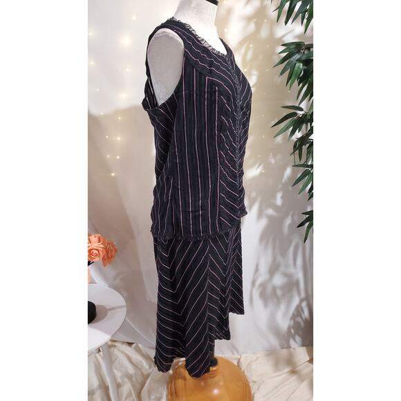 Vtg 90s Fashion Bug Sheer Overlay Stripe Corset Top Skirt Set Plus Size Gothic - Picture 5 of 16